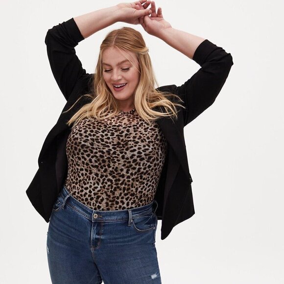 Torrid Leopard Sheer Mesh Crew Tee - Picture 3 of 10